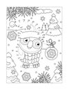 Owl with ornament join the dots puzzle and coloring page
